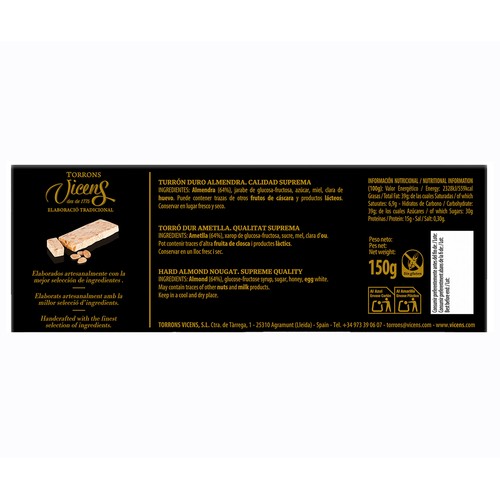 VICENS Turrón de almendra 150 g.