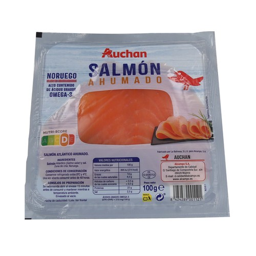Salmón ahumado Noruego en lonchas PRODUCTO ALCAMPO 100 g.