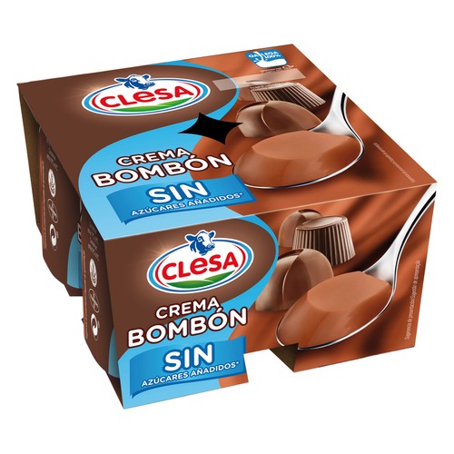 CLESA Crema bombón, sin azúcares añadidos y elaborada con leche 100% gallega CLESA 4 x 125 g.