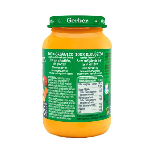 GERBER Organic Tarrito de hortalizas con tenera, a partir de 6 meses 190 g.