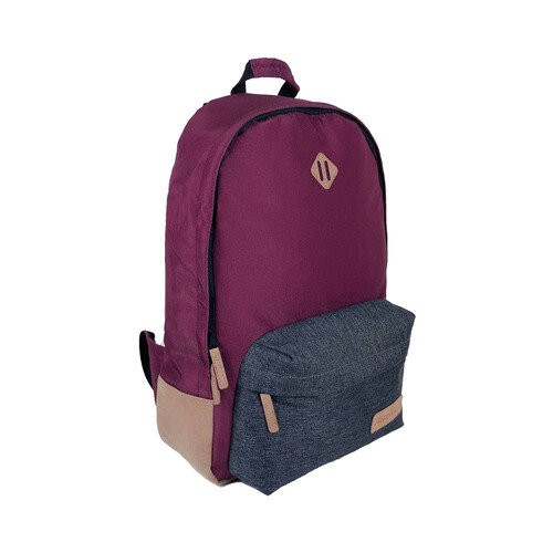 Mochila bicolor azul y burdeos con capacidad para 20L, AIRPORT ALCAMPO.