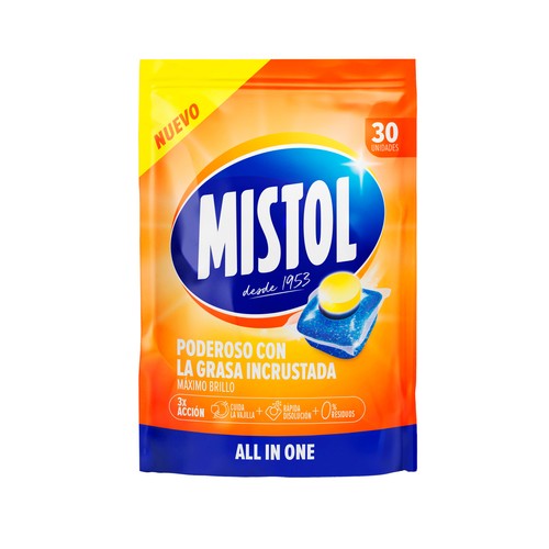 MISTOL Detergente para lavavajillas MISTOL ALL IN ONE 30 uds. 450 g.