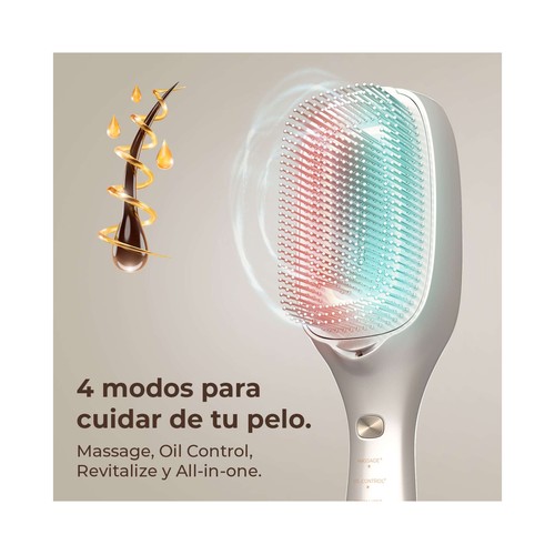 Cepillo alisador CECOTEC Revitalize Champagne, cinco tecnologías, Massage, Oil Control, Revitalize y All-in-one.