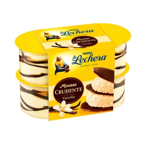 LA LECHERA Mousse crujiente de vainilla de Nestlé 4 x 57 g.