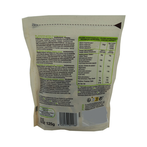 ALCAMPO ECOLÓGICO Pistachos tostados y salados 125 g.