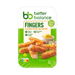 BETTER BALANCE Fingers empanados y precocinados a base de proteínas vegetales 160 g.
