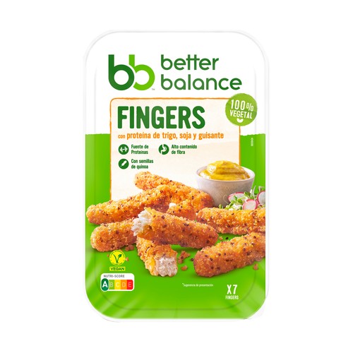 BETTER BALANCE Fingers empanados y precocinados a base de proteínas vegetales 160 g.