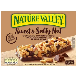 NATURE VALLEY Barritas de frutos secos con chocolate negro pack 4 uds. x 30 g.