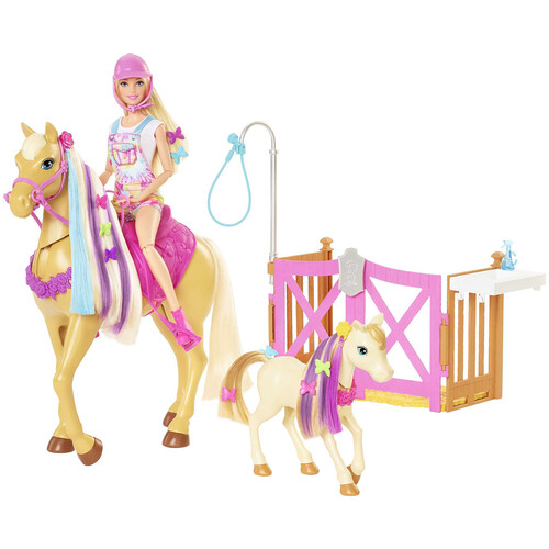 Muñeca Barbie con caballo, poni y accesorios, BARBIE.