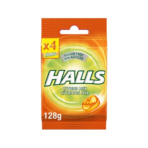 HALLS Caramelos de sabores cítricos sin azúcares añadidos 128 g.