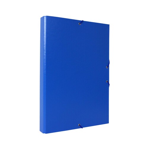 Carpeta clasificadora con 12 espacios de cartón forrado tamaño A4 plastificado con cierre de gomas en color azul PRODUCTO ALCAMPO.