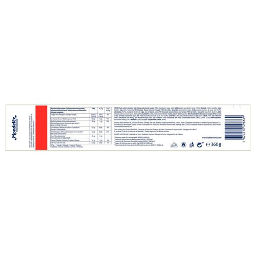 TOBLERONE Chocolatina de chocolate blanco 360 g.