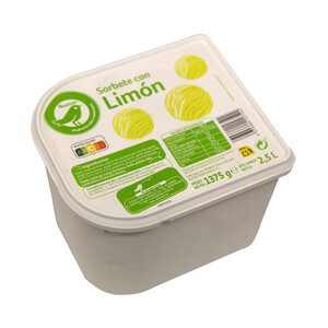 Imagen de PRODUCTO ECONÓMICO ALCAMPO Tarrina de sorbete con limón PRODUCTO ECONÓMICO ALCAMPO 2.5 l.
