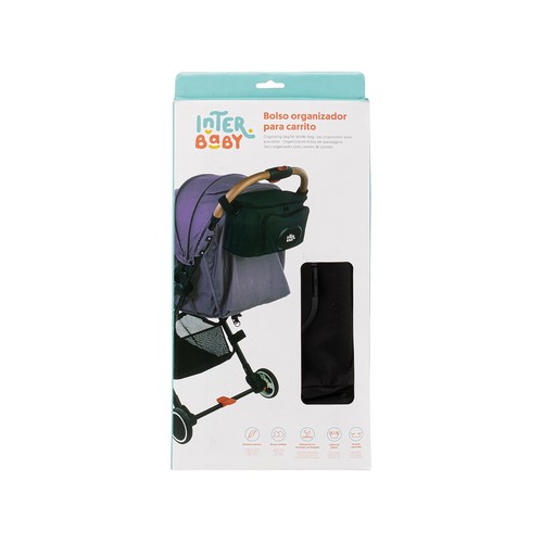 Bolsa organizadora para carrito de paseo, color negro, INTERBABY.