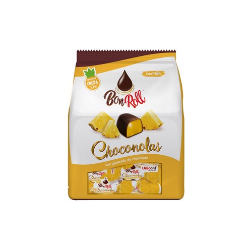 BON ROLL CHOCONOLAS Caramelos glaseados con chocolate con piña 150 g.