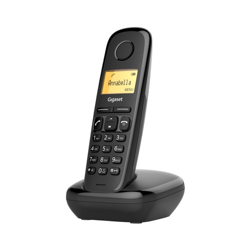 Teléfono inalámbrico Dect GIGASET A170 negro, identificador de llamadas, agenda, registro de llamadas.