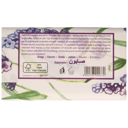 ITERITALIA Pastilla de jabón de origen vegetal y con aroma a lavanda ITERITALIA Soave bouquet 200 g.