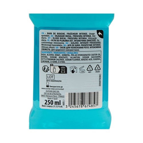 PRODUCTO ALCAMPO Enjuague bucal de uso diario, sabor menta 250 ml.
