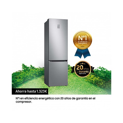 Frigorífico combi SAMSUNG RB38T776CS9/EF NO FROST, clasificación energética: C, H: 203cm, A: 65,8cm, F: 63cm, capacidad total: 385L.
