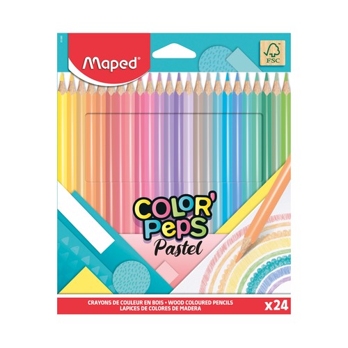 Set 24 lápices de colores pastel (FSC). MAPED