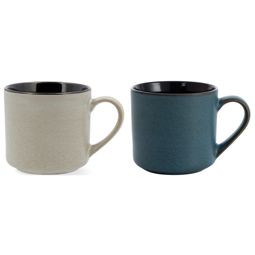 Taza jumbo de gres diseño rústico color azul o marrón, 0,54 litros de capacidad, Blue moon BIDASOA.