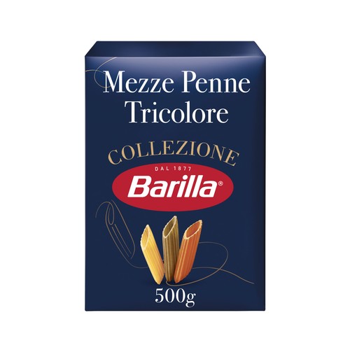 BARILLA Pasta Gourmet La Collezione Mezze Penne Tricolores N.170 (Macarrones Multivegetales) 500 g.