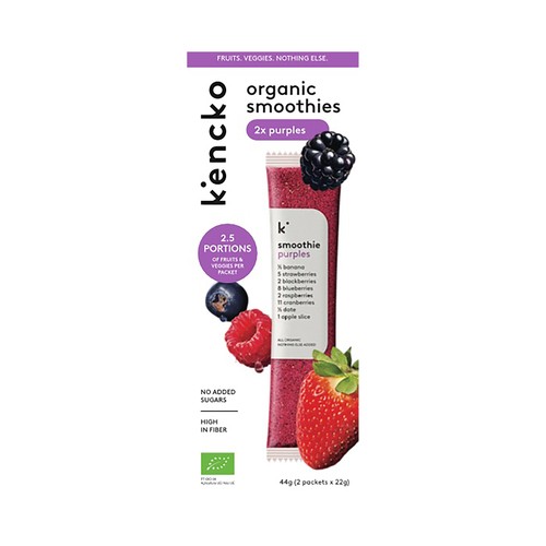 KENCKO Smoothie purples Preparado para batido de frutas del bosque ecológicas 2 x 22 g.