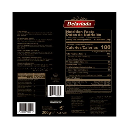 DELAVIUDA Torta imperial de turrón duro 200 g.