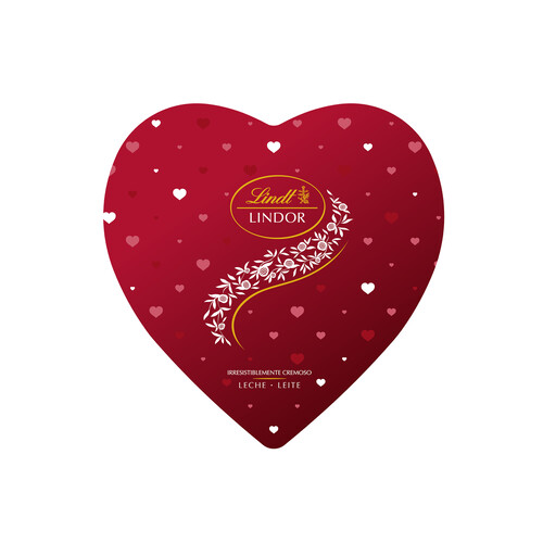 LINDT Lindor Bombones de chocolate con leche, caja forma corazón, 250 g.