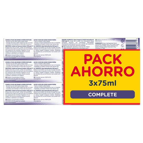 SIGNAL Integral 8 complete Pasta de dientes para un cuidado bucal integral y completo 3 x 75 ml.