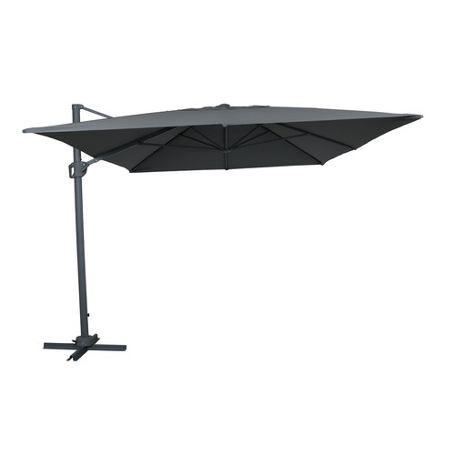 Parasol de aluminio y poliéster, 360º, 3x4 m, color gris, GARDENSTAR