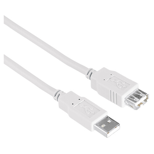 Cable QILIVE de USB A macho a USB H hembra de 1,8 metros, terminales plateados, color gris.
