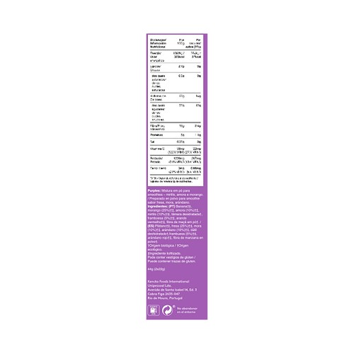 KENCKO Smoothie purples Preparado para batido de frutas del bosque ecológicas 2 x 22 g.