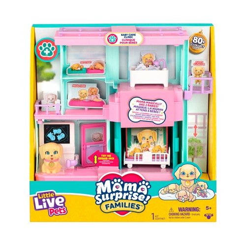 LITTLE LIVE PETS Casita de juguete mascotas Mama Surprise Families - Baby Care Clinic + 5 Años