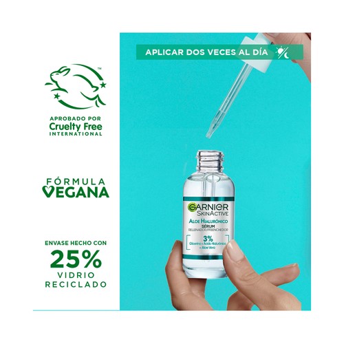 GARNIER Skin active Sérum hidratante y rellenador con aloe vera y ácido Hialurónico 30 ml.