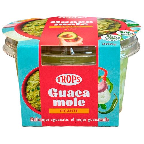 Guacamole 100% vegetal elaborado sin gluten y con un toque picante FRUDEL 215 g.