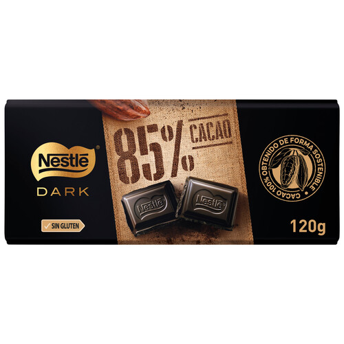 NESTLÉ Chocolate negro 85 % cacao NESTLÉ DARK 120 g.