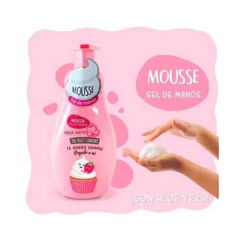 THE FRUIT COMPANY Jabón de manos con textura mousse y fragancia a fresa y nata 250 ml.