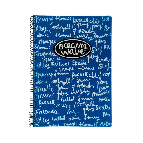 Cuaderno tapa polipropileno A5 80 hojas 90 gr 4x4 con margen color azul oscuro. OCEAN´S WAVE