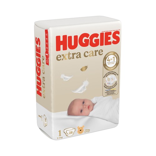 HUGGIES Extra care Pañales talla 1 (2-5 kg) 28 uds.