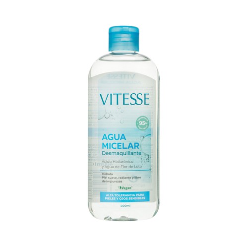 VITESSE Agua micelar desmaquillante para pieles y ojos sensibles 400 ml.