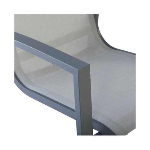 Silla de jardín apilable de aluminio y textileno color gris, GARDEN STAR ALCAMPO.