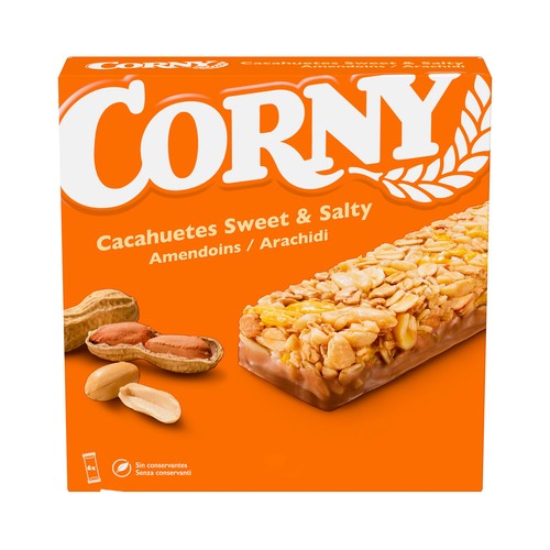 CORNY Barrita de cereal sabor a cacahuete salado 6X25gr