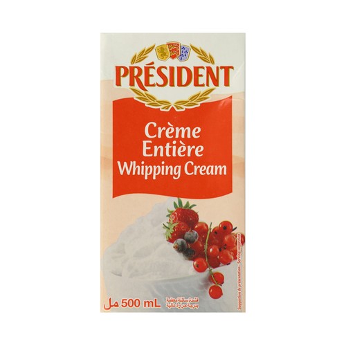 Nata líquida (31.5% de materia grasa) para montar PRESIDENT 500 ml.