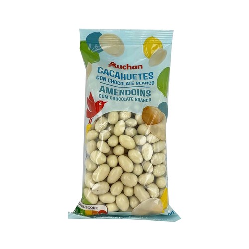 PRODUCTO ALCAMPO Cacahuetes cubiertos de chocolate blanco  250 g.