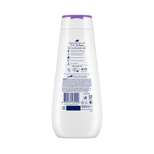 DOVE Advanced care Gel relajante para ducha o baño con leche de coco y jázmin 400 ml.