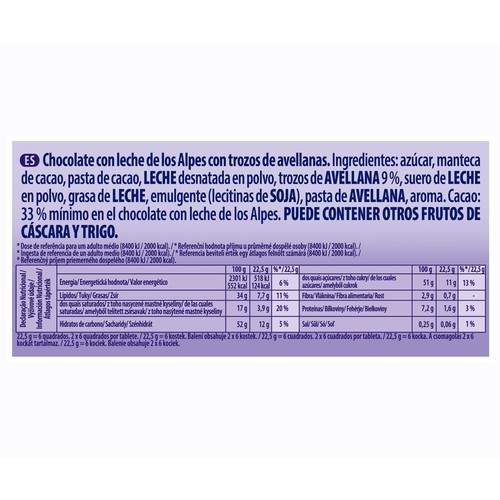 MILKA Chocolate con leche y avellanas 45 g.