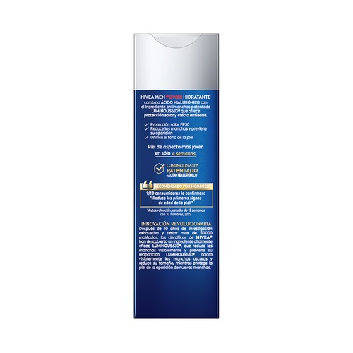 NIVEA Men power Crema hidratante y antiedad con acción antimanchas y FPS 30 50 ml.
