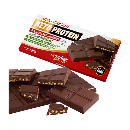 KETOPROTEIN Tableta de chocolate con almendras y extra de proteínas KETOPROTEIN Bestdiet Sport 100 g.