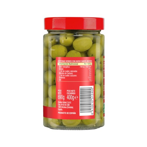 CARBONELL Aceitunas sabor anchoa tarro de 400gr